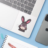 Niedlicher Kaninchen-Cartoon Aufkleber (Laptop mit iPhone)