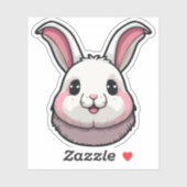 Niedlicher Kaninchen-Cartoon Aufkleber (Blatt)