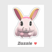 Niedlicher Kaninchen-Cartoon Aufkleber (Blatt)