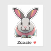 Niedlicher Kaninchen-Cartoon Aufkleber (Blatt)