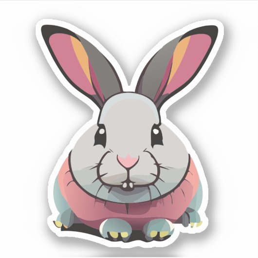 Niedlicher Kaninchen-Cartoon Aufkleber (Vorderseite)