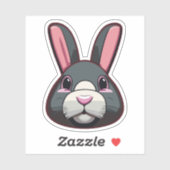 Niedlicher Kaninchen-Cartoon Aufkleber (Blatt)