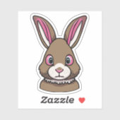Niedlicher Kaninchen-Cartoon Aufkleber (Blatt)