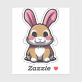 Niedlicher Kaninchen-Cartoon Aufkleber (Blatt)
