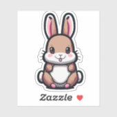Niedlicher Kaninchen-Cartoon Aufkleber (Blatt)