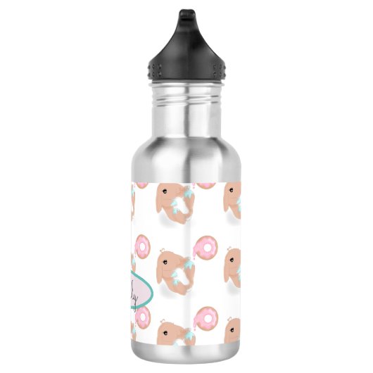 Niedlicher Kaninchen Cartoon Bunny Donut Pattern K Edelstahlflasche (Rechts)
