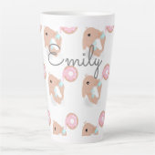 Niedlicher Kaninchen Cartoon Bunny Donut Pattern K Milchtasse (Vorderseite)