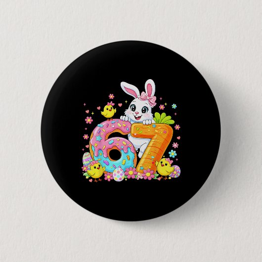 Niedlicher Kaninchen-Hase-Eiscreme-Blumen-Ostern F Button (Vorderseite)