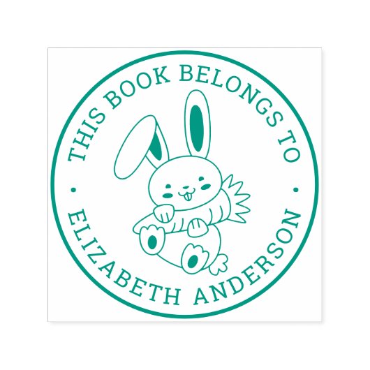 Niedlicher Kaninchenbunny Cartoon Dieses Buch gehö Permastempel (Design)