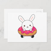 Niedlicher Kaninchenhahn Donut Sprinkles Rosa Postkarte (Vorne/Hinten)