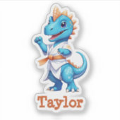 Niedlicher Karate-Dinosaurier Aufkleber (Vorderseite)