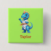 Niedlicher Karate-Dinosaurier Button (Vorderseite)