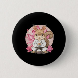 Niedlicher Karate Eichhörnchen Lotusblume Kung Fu Button