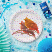 Niedlicher Kardinal Bird Couple Pappteller (Party)