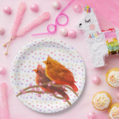 Niedlicher Kardinal Bird Couple Pappteller (Party)