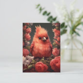 Niedlicher Kardinal Bird - Whimsical Painting Postkarte (Stehend Vorderseite)