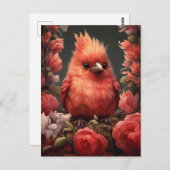 Niedlicher Kardinal Bird - Whimsical Painting Postkarte (Vorne/Hinten)