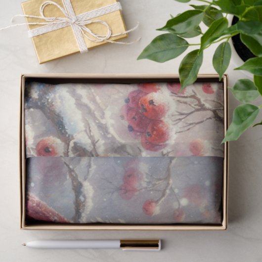 Niedlicher Kardinal Couple Rustic Forest Decoupage Seidenpapier (Geschenk)