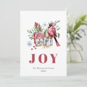 Niedlicher Kardinal Wasserfarbe Bird Weihnachten (Stehend Vorderseite)