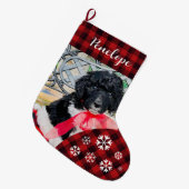 Niedlicher Karierter Hundename Großer Weihnachtsstrumpf (Vorderansicht (hängend))
