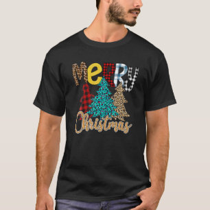 Niedlicher Karierter Leopard Weihnachtsbaum Funny T-Shirt