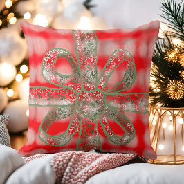 Niedlicher, karierter, weißer Salbeigenbogen Kissen