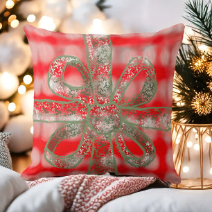 Niedlicher, karierter, weißer Salbeigenbogen Kissen