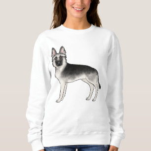 Niedlicher Karikaturenhund aus schwarz und silber Sweatshirt