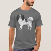 Niedlicher Karikaturenhund mit schwarzem und weiße T-Shirt (Vorderseite)