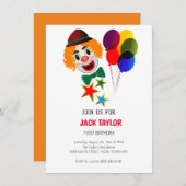 Niedlicher Karneval Circus Clown Erstgeburt Kinder Einladung (Vorne/Hinten)