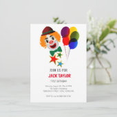 Niedlicher Karneval Circus Clown Erstgeburt Kinder Einladung (Stehend Vorderseite)