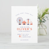 Niedlicher Karneval Zirkus Geburtstagsparty Einlad Einladung (Stehend Vorderseite)