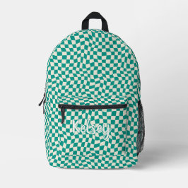 Niedlicher Karo für einen Wavy-Retro-Monogramm Bedruckter Rucksack