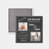 Niedlicher Karton, damals und jetzt Foto Magnet (Vorderseite/Rückseite)