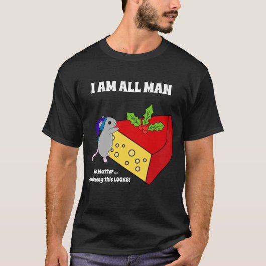 Niedlicher Käse Maus Spaß Weihnachten Manly Funny T-Shirt (Vorderseite)