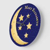 Niedlicher Käse Moon & Stars Personalisiert Celest Große Wanduhr (Winkel)