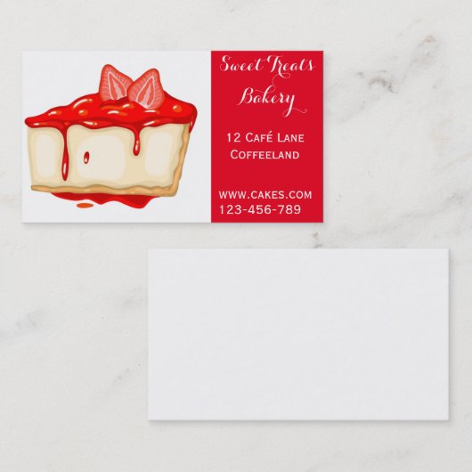Niedlicher Käsekuchen des Bäckereikuchens Erdbeer Visitenkarte (Vorne/Hinten)