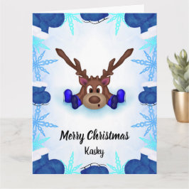 Niedlicher Kasky Personalisierter Rentier in Eisen Karte