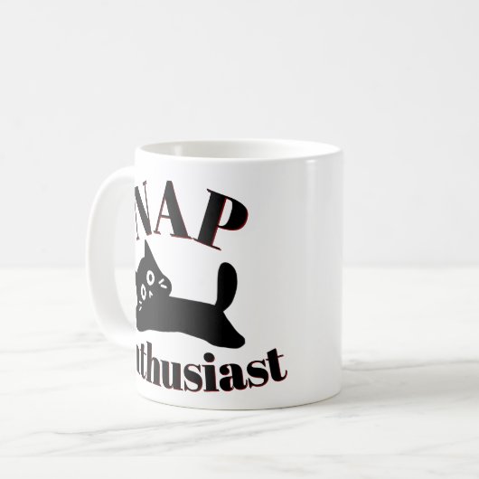 Niedlicher Kat-Nickerchen-Enthusiast Kaffeetasse (Vorderseite Links)