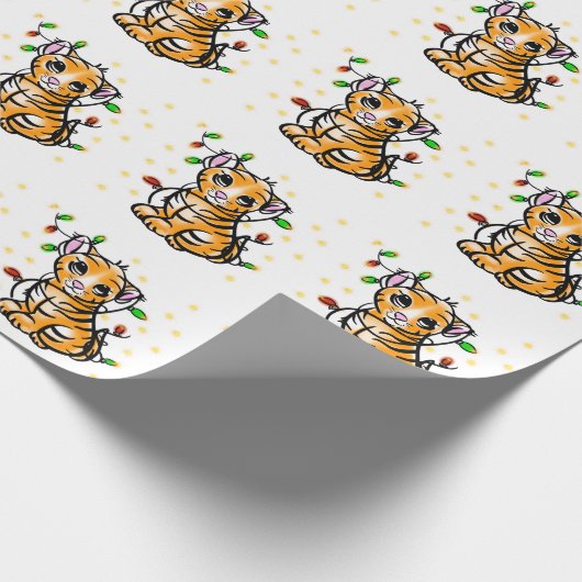 Niedlicher Kätzchentiger Geschenkpapier (Ecke)