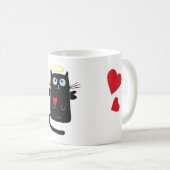 Niedlicher Katzen-Engel mit Herz-personalisiertem Kaffeetasse (VorderseiteRechts)