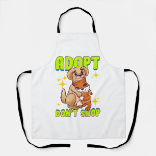 Niedlicher Katzen-Hund Adoptiere Don't Shop Schürze