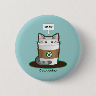 Niedlicher Katzen-Kaffee Button