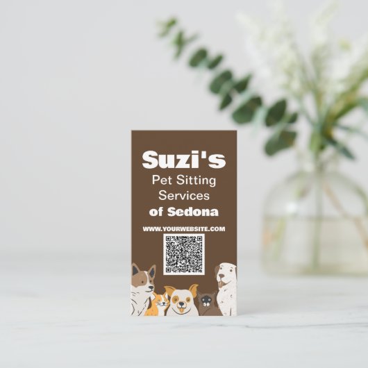 Niedlicher Katzen-QR-Code Visitenkarte (Stehend Vorderseite)