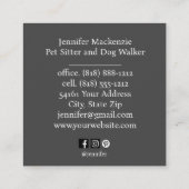 Niedlicher Katzen-Sitzer und Dog-Walker Quadratische Visitenkarte (Rückseite)