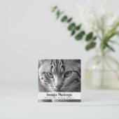 Niedlicher Katzen-Sitzer und Dog-Walker Quadratische Visitenkarte (Stehend Vorderseite)