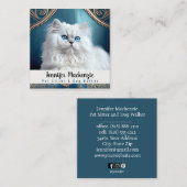 Niedlicher Katzen-Sitzer und Dog-Walker Quadratische Visitenkarte (Vorne/Hinten)