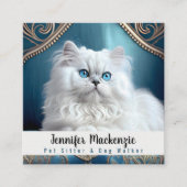 Niedlicher Katzen-Sitzer und Dog-Walker Quadratische Visitenkarte (Vorderseite)