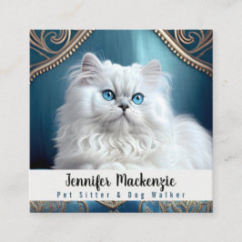 Niedlicher Katzen-Sitzer und Dog-Walker Quadratische Visitenkarte