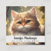 Niedlicher Katzen-Sitzer und Dog-Walker Quadratische Visitenkarte (Vorderseite)